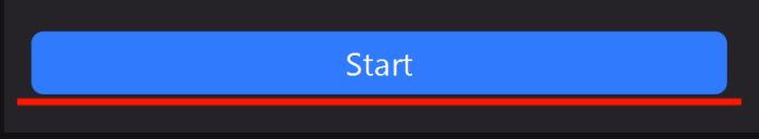The blue “Start” button across the whole left part of the launch bar, underlined with a red line