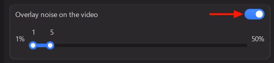 The “Texture and detail” section: the noise edit is turned on