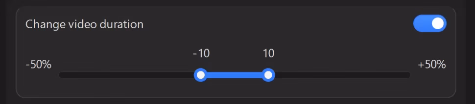 The “Duration and transitions” section: the duration edit is already on, nothing needs to be changed